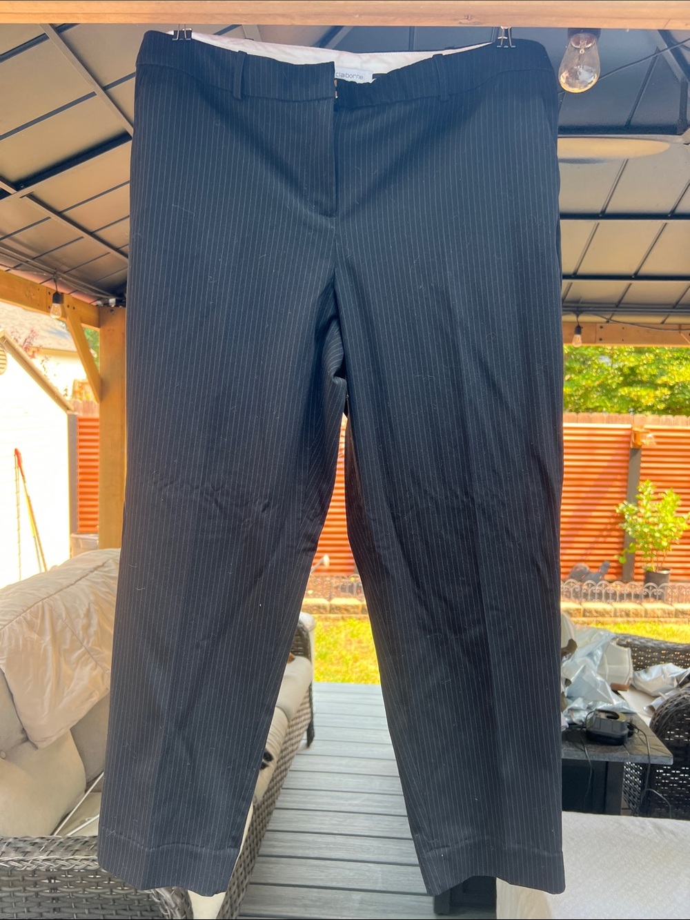 Liz Claiborne Black Pinstripe Cropped Dress Pants
